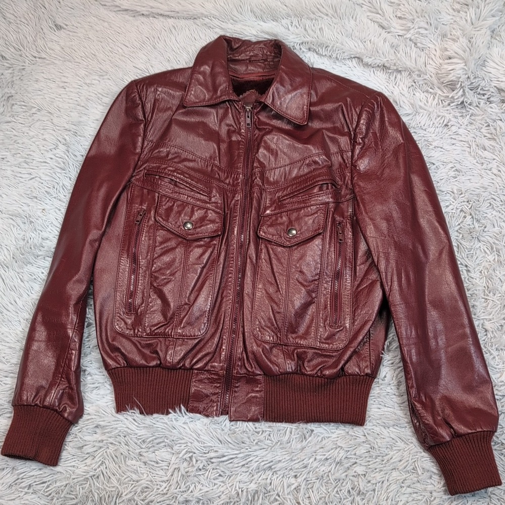 Vintage Berman's Jacket Mens 42 Leather Softshell Removable‎ Fleece Liner Zip Up